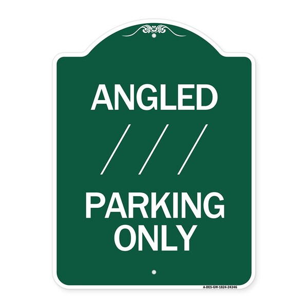 Angle Parking W/ Bidirectional Arrow 1, Green & White Aluminum Sign, 18" x 24", GW-1824-24346